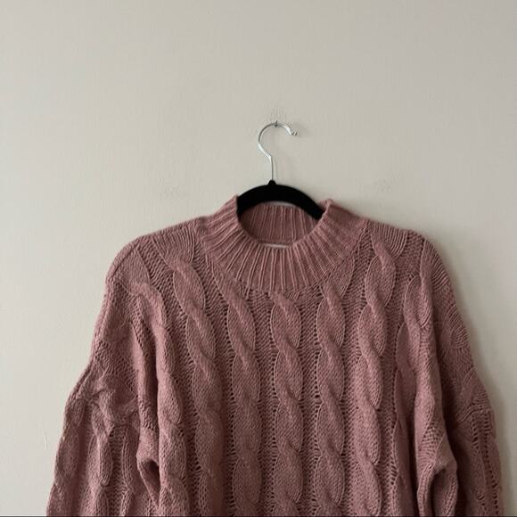 Anthropologie Line & Dot Mauve Cable-Knit Pullover Sweater - Picture 3 of 4